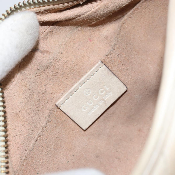 GUCCI GG Marmont Mini Camera Bag Leather White Gold 448065 Auth gh1235