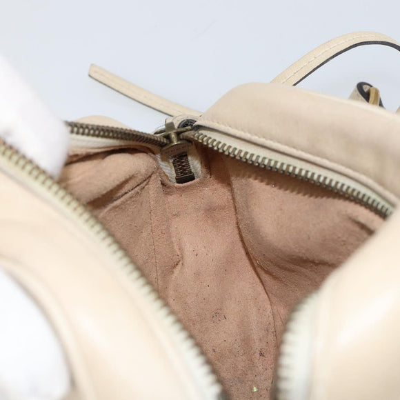 GUCCI GG Marmont Mini Camera Bag Leather White Gold 448065 Auth gh1235