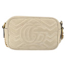 GUCCI GG Marmont Mini Camera Bag Leather White Gold 448065 Auth gh1235-2