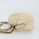 GUCCI GG Marmont Mini Camera Bag Leather White Gold 448065 Auth gh1235-4