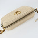 GUCCI GG Marmont Mini Camera Bag Leather White Gold 448065 Auth gh1235-6