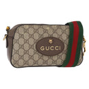 GUCCI GG Supreme Web Sherry Line Messenger Bag Neo Vintage PVC Beige Auth gh1236-1
