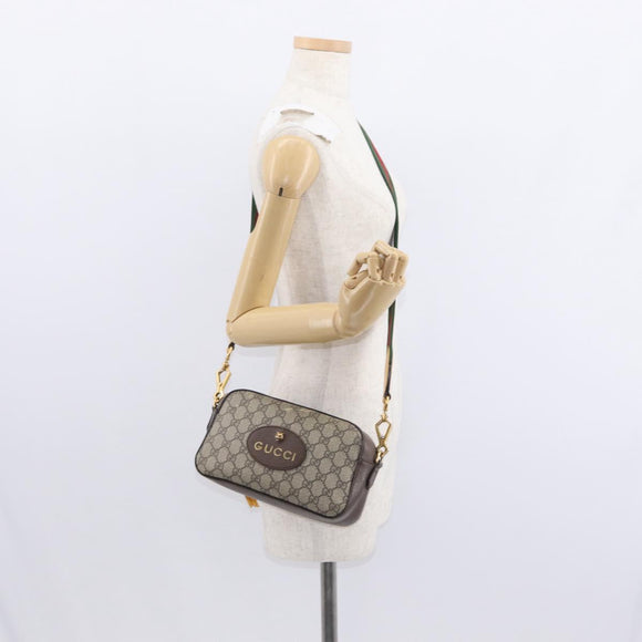 GUCCI GG Supreme Web Sherry Line Messenger Bag Neo Vintage PVC Beige Auth gh1236