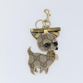 GUCCI Gutsy Chihuahua Key Charm GG Supreme Charm PVC Beige Gold Auth gh1237 - 0