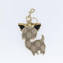 GUCCI Gutsy Chihuahua Key Charm GG Supreme Charm PVC Beige Gold Auth gh1237-6