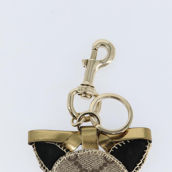 GUCCI Gutsy Chihuahua Key Charm GG Supreme Charm PVC Beige Gold Auth gh1237