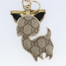 GUCCI Gutsy Chihuahua Key Charm GG Supreme Charm PVC Beige Gold Auth gh1237-8