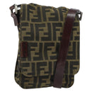 FENDI Zucca Canvas Shoulder Bag Black Brown Auth gh1238-1