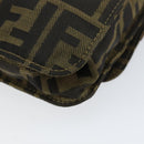 FENDI Zucca Canvas Shoulder Bag Black Brown Auth gh1238-14