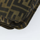FENDI Zucca Canvas Shoulder Bag Black Brown Auth gh1238-15