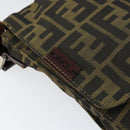FENDI Zucca Canvas Shoulder Bag Black Brown Auth gh1238-16