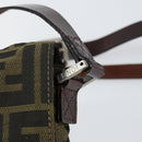 FENDI Zucca Canvas Shoulder Bag Black Brown Auth gh1238-10