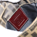 FENDI Zucca Canvas Shoulder Bag Black Brown Auth gh1238-17