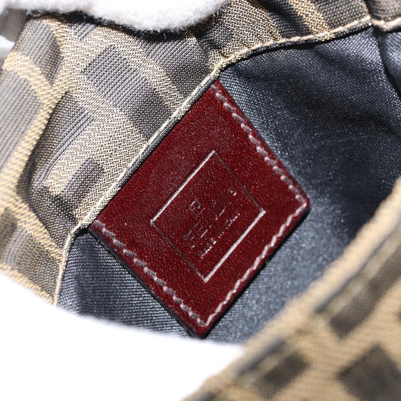 FENDI Zucca Canvas Shoulder Bag Black Brown Auth gh1238