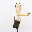FENDI Zucca Canvas Shoulder Bag Black Brown Auth gh1238-21