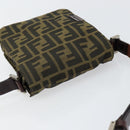 FENDI Zucca Canvas Shoulder Bag Black Brown Auth gh1238-6
