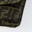 FENDI Zucca Canvas Shoulder Bag Black Brown Auth gh1238-5