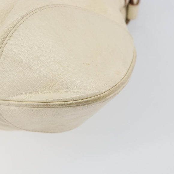 Salvatore Ferragamo Gancini Hand Bag Leather White Gold Auth gh1239