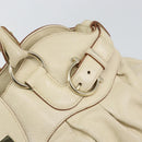 Salvatore Ferragamo Gancini Hand Bag Leather White Gold Auth gh1239-17