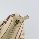 Salvatore Ferragamo Gancini Hand Bag Leather White Gold Auth gh1239-19