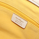 Salvatore Ferragamo Gancini Hand Bag Leather White Gold Auth gh1239-12