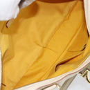 Salvatore Ferragamo Gancini Hand Bag Leather White Gold Auth gh1239-11