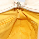 Salvatore Ferragamo Gancini Hand Bag Leather White Gold Auth gh1239-20