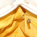 Salvatore Ferragamo Gancini Hand Bag Leather White Gold Auth gh1239-21