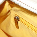 Salvatore Ferragamo Gancini Hand Bag Leather White Gold Auth gh1239-22