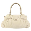 Salvatore Ferragamo Gancini Hand Bag Leather White Gold Auth gh1239-2