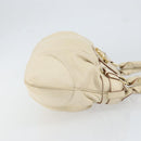 Salvatore Ferragamo Gancini Hand Bag Leather White Gold Auth gh1239-3