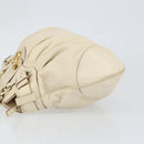 Salvatore Ferragamo Gancini Hand Bag Leather White Gold Auth gh1239-4