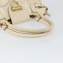 Salvatore Ferragamo Gancini Hand Bag Leather White Gold Auth gh1239-7