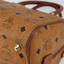 MCM Logogram Vicetos Hand Bag PVC Leather Brown Gold Auth gh1240-10