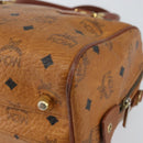 MCM Logogram Vicetos Hand Bag PVC Leather Brown Gold Auth gh1240-12