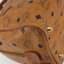 MCM Logogram Vicetos Hand Bag PVC Leather Brown Gold Auth gh1240-13