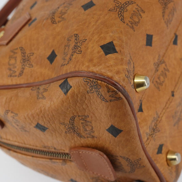 MCM Logogram Vicetos Hand Bag PVC Leather Brown Gold Auth gh1240