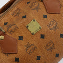 MCM Logogram Vicetos Hand Bag PVC Leather Brown Gold Auth gh1240-15