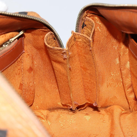 MCM Logogram Vicetos Hand Bag PVC Leather Brown Gold Auth gh1240