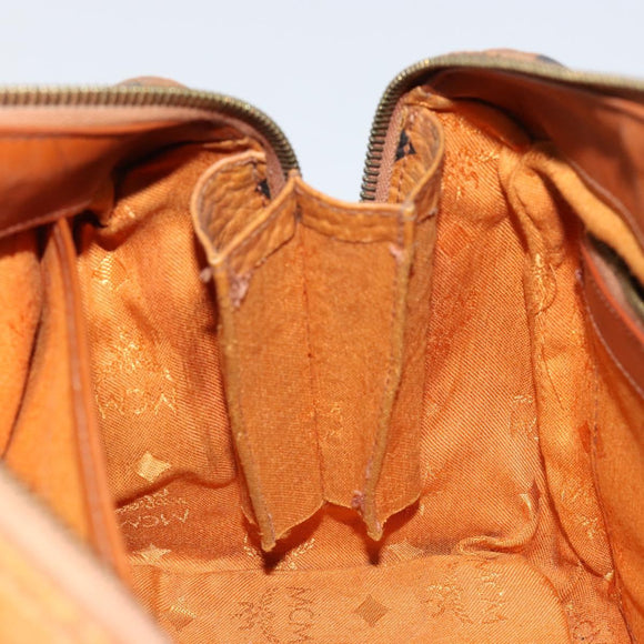 MCM Logogram Vicetos Hand Bag PVC Leather Brown Gold Auth gh1240