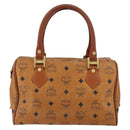 MCM Logogram Vicetos Hand Bag PVC Leather Brown Gold Auth gh1240-3