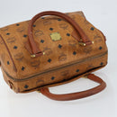 MCM Logogram Vicetos Hand Bag PVC Leather Brown Gold Auth gh1240-6