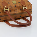 MCM Logogram Vicetos Hand Bag PVC Leather Brown Gold Auth gh1240-7