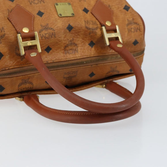 MCM Logogram Vicetos Hand Bag PVC Leather Brown Gold Auth gh1240