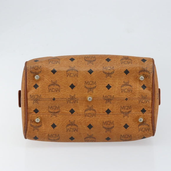 MCM Logogram Vicetos Hand Bag PVC Leather Brown Gold Auth gh1240