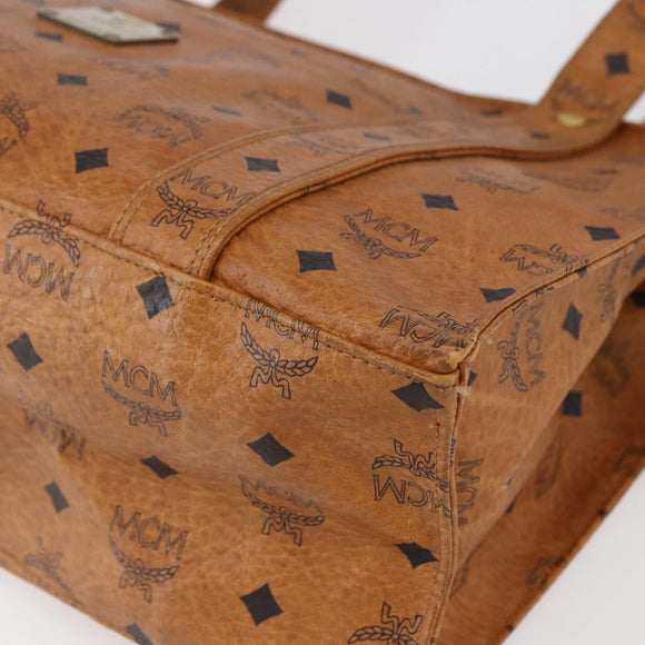 MCM Logogram Vicetos Shoulder Bag PVC Leather Brown Gold Auth gh1241