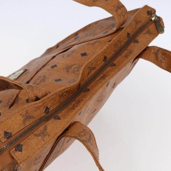 MCM Logogram Vicetos Shoulder Bag PVC Leather Brown Gold Auth gh1241