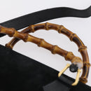 GUCCI Bamboo Hand Bag Suede 2way Black Gold 002 123 0322 Auth gh1242-10