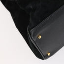 GUCCI Bamboo Hand Bag Suede 2way Black Gold 002 123 0322 Auth gh1242-13