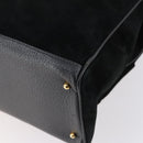 GUCCI Bamboo Hand Bag Suede 2way Black Gold 002 123 0322 Auth gh1242-14